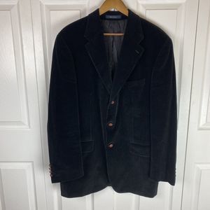 Chaps Ralph Lauren 44 Tall Corduroy Blazer Jacket Sports Coat Black Button
